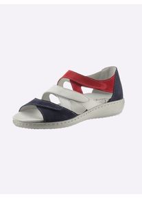 Classic Basics Damen Sandale, Gr. 37, blau, Glattleder, Veloursleder, Basic, Schuhe
