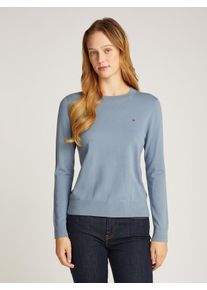 Tommy Hilfiger Damen Rundhalspullover "CO JERSEY STITCH LS C-NK SWT", blau, casual, Gr. XL, unifarben, Strick, Obermaterial: 67% Baumwolle, 33%
