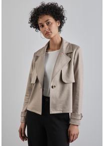 Street One Damen Lederimitatjacke, beige, casual, Gr. 42, unifarben, Stoff, 95% Polyester, 5% Elasthan, Jacken, mit Reverskragen