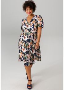 ANISTON PLUS Damen Jerseykleid, bunt, feminin, Gr. 44, geblümt, bedruckt, Jersey, Obermaterial: 95% Polyester, 5% Elasthan, Kleider, mit V-Ausschnitt