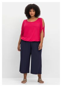 sheego Damen Jerseyhose "Große Größen", blau, casual, Gr. 46, Obermaterial: 95% Viskose, 5% Elasthan, Hosen, in legerer 3/4-Länge