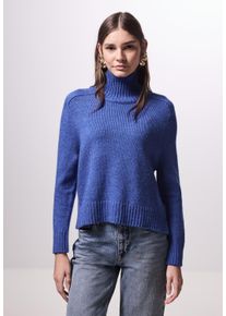Damen Strickpullover, blau, casual, Gr. 44, STREET ONE STUDIO, unifarben, Feinstrick, 79% Polyacryl, 15% Viskose, 6% Polyamid, Pullover, mit