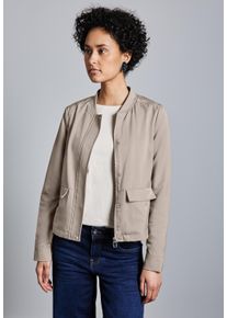Street One Damen Blouson, beige, casual, Gr. 46, unifarben, Stoff, Obermaterial: 74% Viskose, 26% Polyester; Futter: 100% Polyester, Jacken, aus