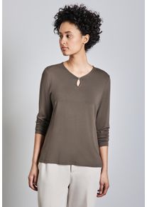 Street One Damen Langarmshirt, braun, casual, Gr. 46, unifarben, Stoff, 95% Viskose, 5% Elasthan, Shirts, mit Seitlichen Einschlitzen am Saum