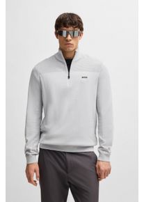 BOSS Green Herren Strickpullover "Momentum-X_QZ", grau, casual, Gr. XXXL, unifarben, Strick, Obermaterial: 48% Polyester, 39% Schurwolle, 11%