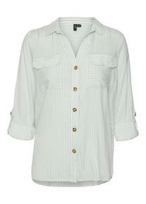 Véro Moda VERO MODA Damen Hemdbluse "VMBUMPY L/S SHIRT NEW WVN GA NOOS", grau, modisch, Gr. XL, gestreift, Web, Obermaterial: 100% Viskose, Blusen