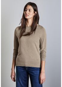 Street One Damen Strickpullover, beige, casual, Gr. 44, unifarben, Stoff, 60% Viskose, 40% Baumwolle, Pullover, mit U-Boot-Ausschnitt
