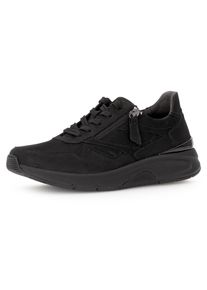 Damen Keilsneaker, Gabor Rollingsoft, Gr. 35, schwarz, Nubukleder, unifarben, casual, Schuhe, Freizeitschuh, Halbschuh, Schnürschuh, Logoschriftzug