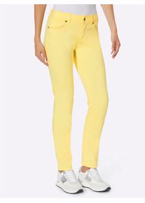 Heine Damen Röhrenjeans, gelb, Gr. 44, unifarben, 63% Baumwolle, 35% Lyocell, 2% Elasthan, Jeans