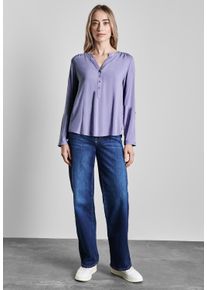 Street One Damen Langarmbluse, lila, casual, Gr. 38, unifarben, Stoff, 100% Viskose, Blusen, aus softer Viskose