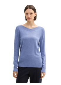 Tom Tailor Damen Longpullover, blau, casual, Gr. L, meliert, Obermaterial: 85% Viskose, 15% Polyamid, Pullover, mit Rippbündchen