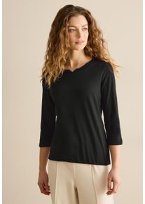Cecil Damen 3/4-Arm-Shirt, schwarz, casual, Gr. XS, unifarben, Web, 100% Baumwolle, Shirts, aus reiner Baumwolle