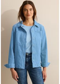 Cecil Damen Cordjacke, blau, casual, Gr. L, unifarben, Web, Obermaterial: 99% Baumwolle, 1% Elasthan; Futter: 100% Polyester, Jacken, aus Baumwolle