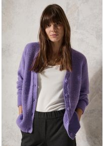 Cecil Damen Cardigan, lila, casual, Gr. XXL, unifarben, Web, 68% Baumwolle, 32% Polyester, Strickjacken, mit V-Ausschnitt