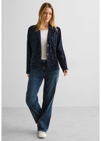 Cecil Damen Kurzblazer, blau, casual, Gr. XXL, animal-print, Stoff, 50% Polyester, 50% Viskose, Blazer, mit Reverskragen