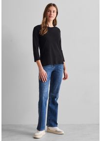 Cecil Damen Langarmshirt, schwarz, casual, Gr. M, unifarben, Web, 100% Baumwolle, Shirts, aus reiner Baumwolle