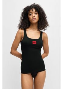HUGO UNDERWEAR Damen Trägertop "VEST RED LABEL", Gr. S, schwarz, Jersey, Obermaterial: 93% Baumwolle, 7% Elasthan, unifarben, kontrastfarbene