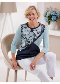 CLASSIC Damen Rundhalspullover "Jacquard-Pullover", blau, Gr. 40, gemustert, mehrfarbig, 100% Polyacryl, Pullover