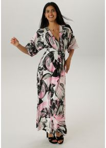 Damen Maxikleid, bunt, Gr. 48, Aniston SELECTED, bedruckt, gemustert, Single Jersey, Obermaterial: 95% Viskose, 5% Elasthan, Kleider, mit weiten,