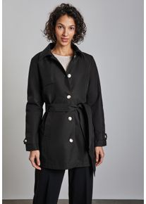 Street One Damen Trenchcoat, schwarz, casual, Gr. 36, unifarben, Web, Obermaterial: 69% Baumwolle, 31% Polyester; Futter: 100% Polyester, Mäntel, mit