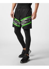 Plein Sport Damen Sporthose "Camouflage", schwarz, Gr. L, Obermaterial: 90% Polyester, 10% Elasthan, Hosen