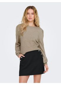 Only Damen Rundhalspullover "ONLKATIA LS STRUCTURE PUFF O-NECK CC KNT", grau, modisch, Gr. XS, meliert, Strick, Obermaterial: 50% Viskose, 27% Nylon,