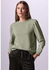 Damen Sweatshirt, grün, casual, Gr. 44, STREET ONE STUDIO, unifarben, Sweatware, 65% Baumwolle, 35% Polyester, Sweatshirts, mit Raffungen an den