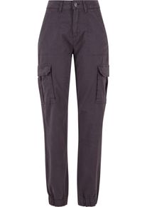 Urban Classics Damen Stoffhose "Urban Classics Damen Ladies Cotton Twill Utility Pants", grau, Gr. 28, unifarben, 98% Baumwolle, 2% Elasthan, Hosen
