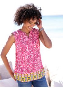 Heine Damen Blusentop, pink, Gr. 36, gemustert, mehrfarbig, ethno, bedruckt, 100% Modal, Blusen