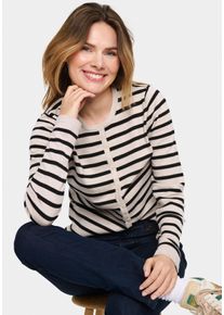 Saint Tropez Damen Strickjacke "MilaSZ Striped Cardigan", beige, modisch, Gr. XS, gestreift, Strick, Obermaterial: 80% Viskose, 20% Polyacryl,