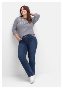 sheego Damen Bootcut-Jeans "Große Größen", blau, casual, Gr. 52, unifarben, Obermaterial: 99% Baumwolle, 1% Elasthan, Jeans, SUSANNE ideal bei viel