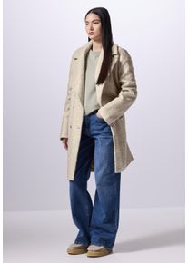 Damen Wollmantel, beige, casual, Gr. 40, STREET ONE STUDIO, unifarben, Stoff, Obermaterial: 100% Polyester; Futter: 100% Polyester, Mäntel, in