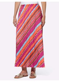 Heine Damen Plisseerock, bunt, Gr. 48, gemustert, mehrfarbig, gestreift, bedruckt, 100% Polyester, Röcke