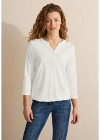 Cecil Damen 3/4-Arm-Shirt, weiß, casual, Gr. XXL, unifarben, Web, Stoff, 50% Modal, 50% Baumwolle, Shirts, mit 3/4 Ärmeln