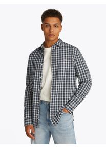 Tommy Jeans Herren Langarmhemd "TJM REG POPLIN CHECK LS SHIRT", blau, casual, Gr. M, kariert, Web, Obermaterial: 100% Baumwolle, Hemden