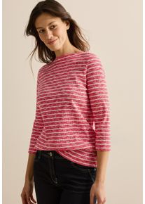 Cecil Damen 3/4-Arm-Shirtmulticolor rot melange, casual, Gr. L, gestreift, Web, 93% Baumwolle, 7% Elasthan, Shirts, mit 3/4 Ärmeln