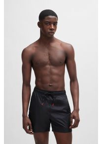 HUGO UNDERWEAR Herren Badeshorts "FAB", schwarz, casual, Gr. S, unifarben, bestickt, Microfaser, Polyamid, Badehosen, mit Tunnelzug im Bund