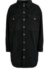 Urban Classics Damen Hemdbluse "Urban Classics Damen Ladies Long Corduroy Overshirt", schwarz, Gr. XS, 100% Baumwolle, Blusen
