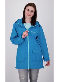 DEPROC Active Damen Regenmantel "ROBSON LONG WOMEN", blau, casual, Gr. 42, 100% Polyester, Mäntel, auch in Großen Größen erhältlich