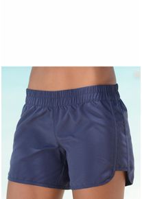 Lascana Damen Badeshorts, blau, Gr. 38, unifarben, Microfaser, Polyester, Badehosen, elastisches Bündchen, mit Gesäßtasche, softe Microfaser-Qualität