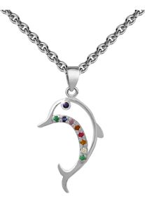 Firetti Damen Kette mit Anhänger "Schmuck Geschenk Silber 925 Halsschmuck Ankerkette Anhänger Delfin", Silber 925 (Sterlingsilber), L: 45cm B: 1,1mm,