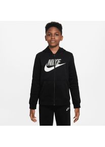 Nike Sportswear Kinder Kapuzensweatjacke "Club Fleece Big Kids' (Boys') Full-Zip Hoodie", schwarz-weiß, sportlich, Gr. XS, Obermaterial: 80%