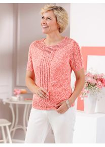 CLASSIC Damen Rundhalspullover "Ajour-Pullover", rot, Gr. 40, meliert, 65% Baumwolle, 35% Polyacryl, Pullover