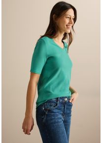 Cecil Damen T-Shirt, grün, Basic, Gr. M, unifarben, Web, 100% Baumwolle, Shirts, aus reiner Baumwolle