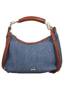 Rieker Damen Henkeltasche, blau, Lederimitat, kontrastfarbene Details, Taschen, Umhängetasche, Damen-Handtasche mit abnehmbarem Umhängeriemen