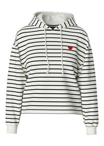 Pieces Damen Kapuzensweatshirt "PCCHILLI LS HOODIE STRIPES EMB NOOS BC", weiß, modisch, Gr. XL, gestreift, Sweatware, Obermaterial: 50% Baumwolle,