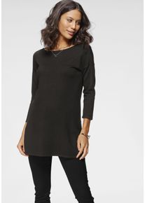 Laura Scott Damen Longpullover, schwarz, Basic, Gr. 36, unifarben, meliert, Feinstrick, Obermaterial: 70% Viskose, 30% Polyamid, Pullover, mit