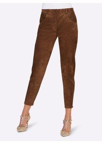 Heine Damen Lederhose, braun, Gr. 38, unifarben, 100% Pork-Velours, Hosen