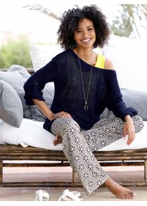 Heine Damen 3/4 Arm-Pullover "2-in-1-Pullover", blau, Gr. 38, unifarben, 60% Baumwolle, 40% Polyamid, Top:5% Elasthan, 95% Viskose, Pullover