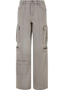 Urban Classics Damen Cargohose "Urban Classics Ladies Loose Utility Denim Pants", grau, Gr. 29, unifarben, 100% Baumwolle, Hosen